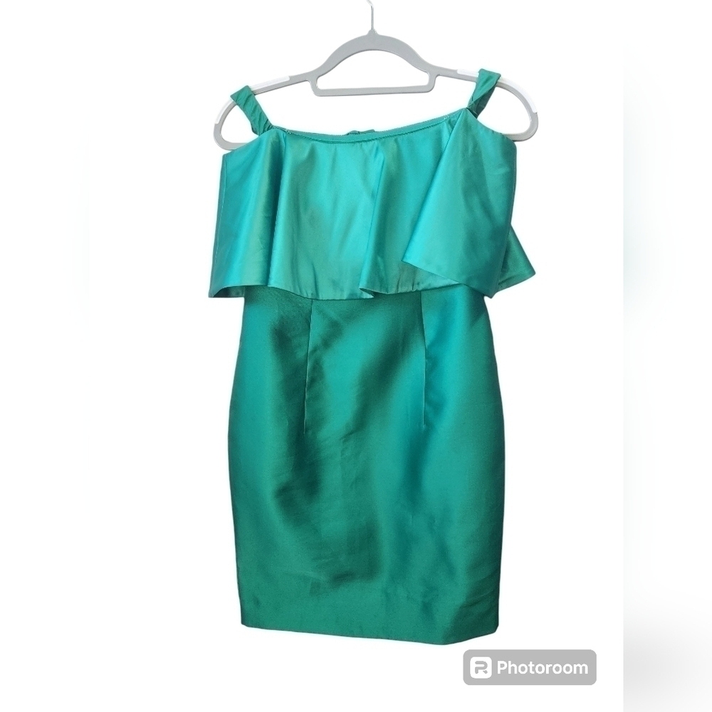 Adrianna Papell Women's Satin Ruffled Off-The-Shoulder Dress Sz. 2 - Picture 7 of 7